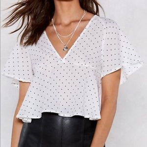 Nasty Gal Polka Dot Top- NEVER WORN- size large